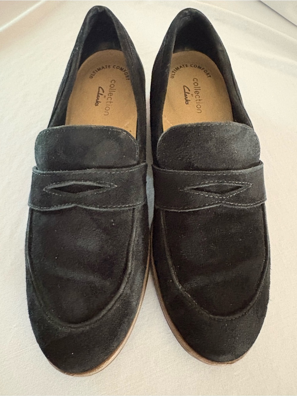 Clarks Black Suede Women’s Penny Loafers